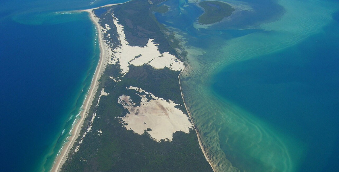 Aerial View of Moreton Island and Bay
